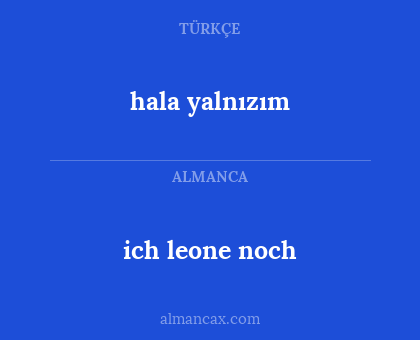 ich leone noch - hala yalnızım