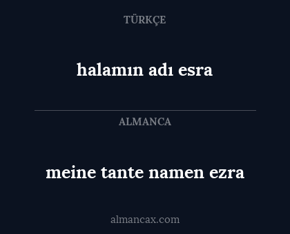 meine tante namen ezra - halamın adı esra
