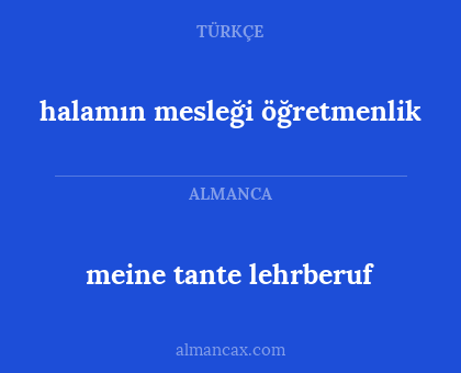 meine tante lehrberuf - halamın mesleği öğretmenlik