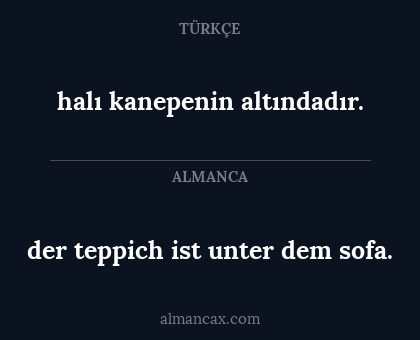 halı kanepenin altındadır. - der teppich ist unter dem sofa.