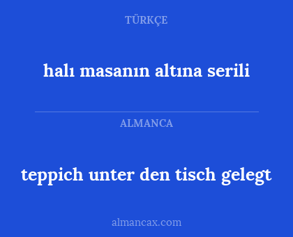 teppich unter den tisch gelegt - halı masanın altına serili
