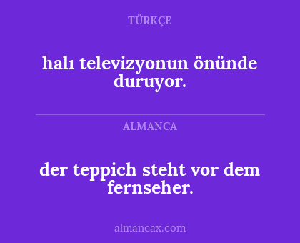 halı televizyonun önünde duruyor. - der teppich steht vor dem fernseher.