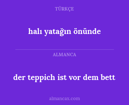 der teppich ist vor dem bett - halı yatağın önünde