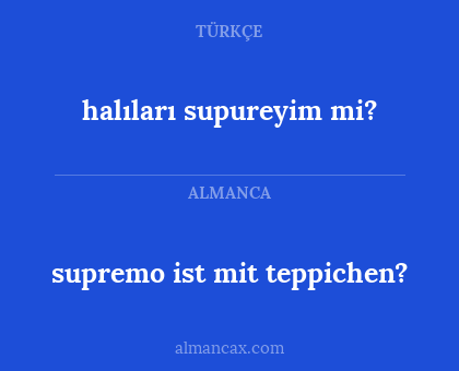 supremo ist mit teppichen? - halıları supureyim mi?