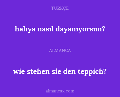 wie stehen sie den teppich? - halıya nasıl dayanıyorsun?