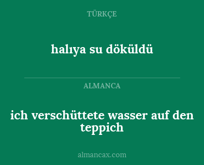 halıya su döküldü - ich verschüttete wasser auf den teppich