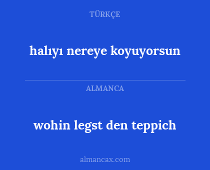 wohin legst den teppich - halıyı nereye koyuyorsun