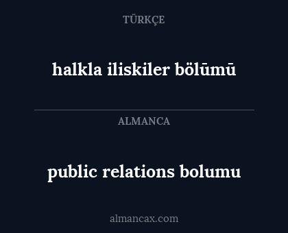 public relations bolumu - halkla iliskiler bölūmū