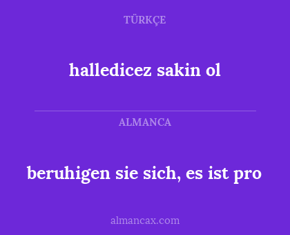 beruhigen sie sich, es ist pro - halledicez sakin ol