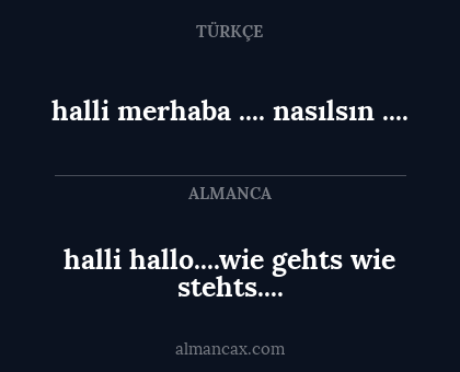 halli hallo....wie gehts wie stehts.... - halli merhaba .... nasılsın ....