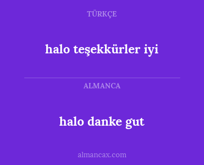 halo danke gut - halo teşekkürler iyi