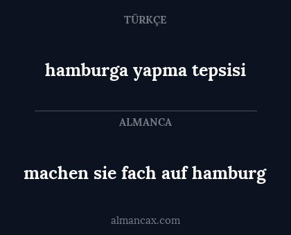 hamburga yapma tepsisi - machen sie fach auf hamburg