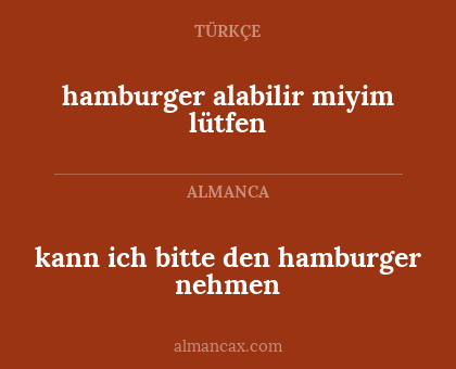 kann ich bitte den hamburger nehmen - hamburger alabilir miyim lütfen