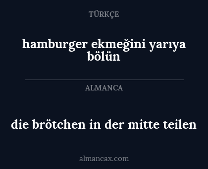 die brötchen in der mitte teilen - hamburger ekmeğini yarıya bölün