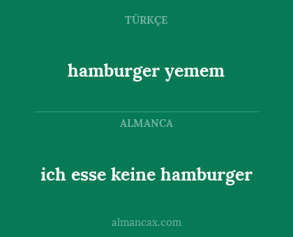 hamburger yemem - ich esse keine hamburger