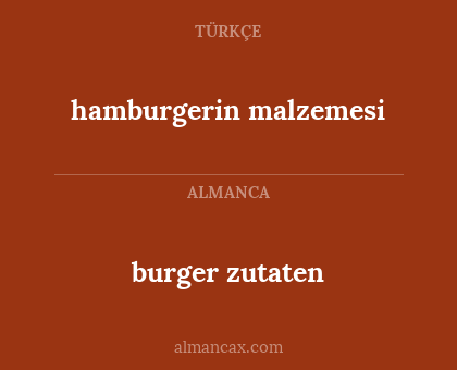 burger zutaten - hamburgerin malzemesi