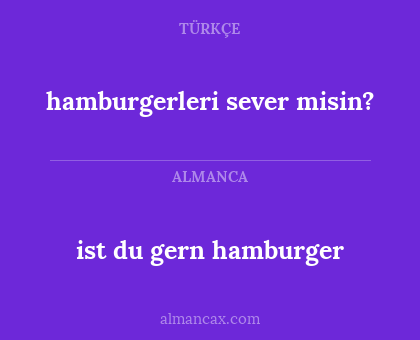 ist du gern hamburger - hamburgerleri sever misin?