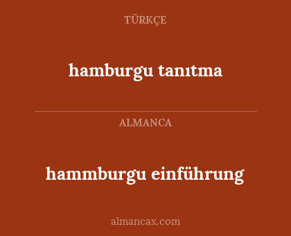 hamburgu tanıtma - hammburgu einführung