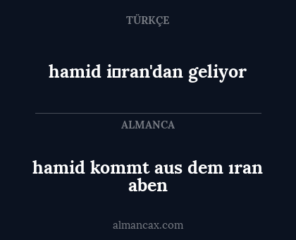 hamid i̇ran'dan geliyor - hamid kommt aus dem ıran aben