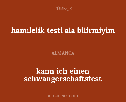 kann ich einen schwangerschaftstest - hamilelik testi ala bilirmiyim