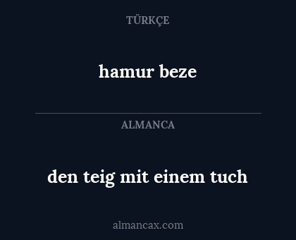 hamur beze - den teig mit einem tuch