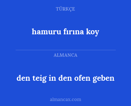 hamuru fırına koy - den teig in den ofen geben