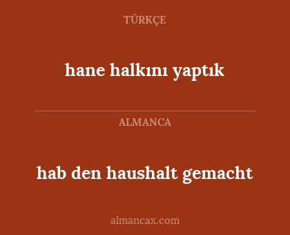 hab den haushalt gemacht - hane halkını yaptık