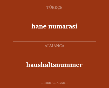 haushaltsnummer - hane numarasi