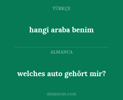 welches auto gehört mir? - hangi araba benim