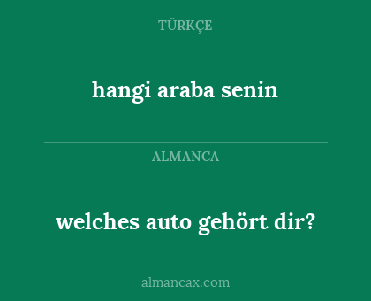 hangi araba senin - welches auto gehört dir?