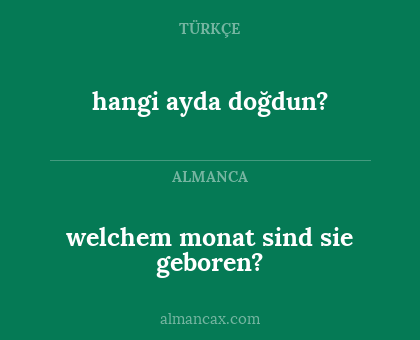 hangi ayda doğdun? - welchem monat sind sie geboren?