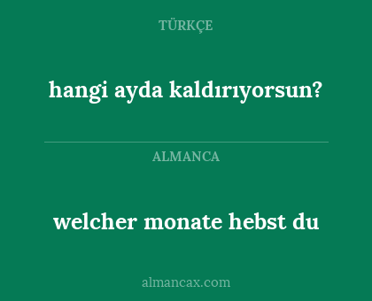 hangi ayda kaldırıyorsun? - welcher monate hebst du
