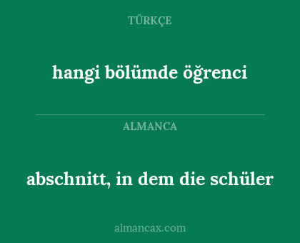 abschnitt, in dem die schüler - hangi bölümde öğrenci