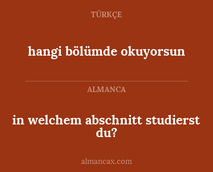 in welchem abschnitt studierst du? - hangi bölümde okuyorsun