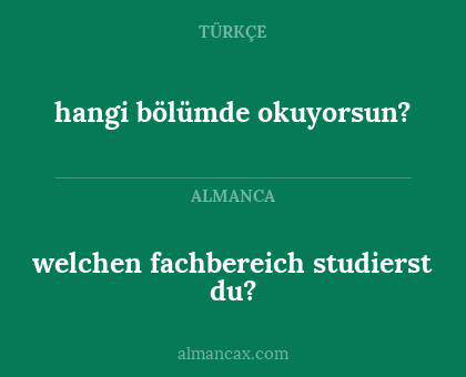 hangi bölümde okuyorsun? - welchen fachbereich studierst du?