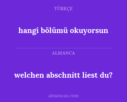 welchen abschnitt liest du? - hangi bölümü okuyorsun
