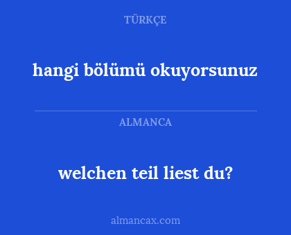 welchen teil liest du? - hangi bölümü okuyorsunuz