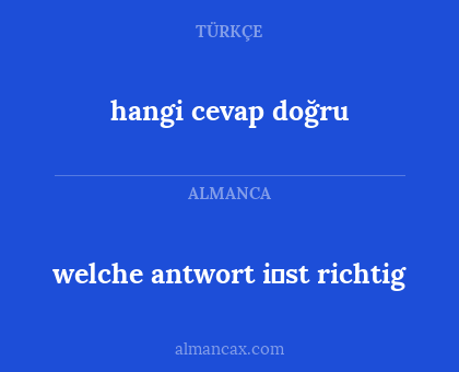 welche antwort i̇st richtig - hangi cevap doğru