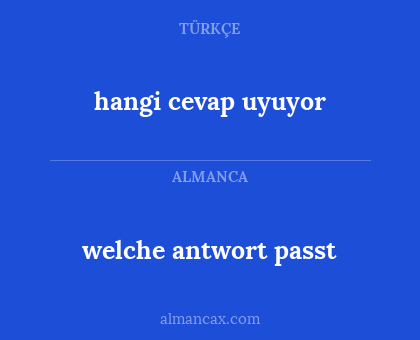 welche antwort passt - hangi cevap uyuyor