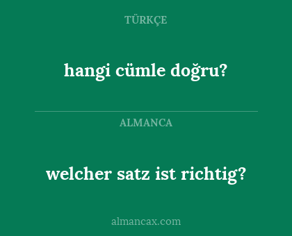 welcher satz ist richtig? - hangi cümle doğru?