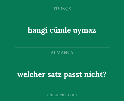 welcher satz passt nicht? - hangi cümle uymaz