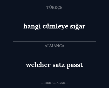 welcher satz passt - hangi cümleye sığar