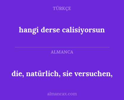 die, natürlich, sie versuchen, - hangi derse calisiyorsun