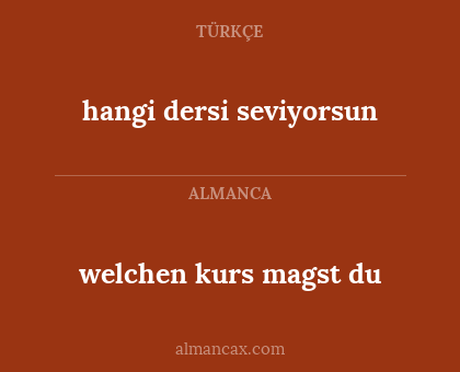 welchen kurs magst du - hangi dersi seviyorsun