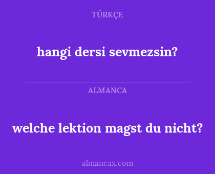 welche lektion magst du nicht? - hangi dersi sevmezsin?