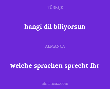 hangi dil biliyorsun - welche sprachen sprecht ihr