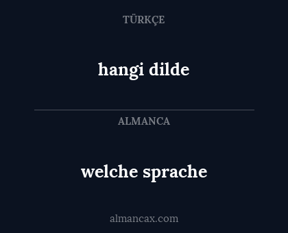 welche sprache - hangi dilde