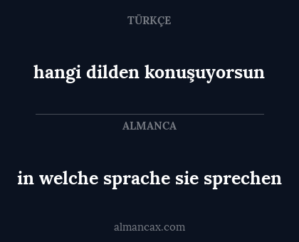 hangi dilden konuşuyorsun - in welche sprache sie sprechen