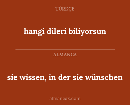 hangi dileri biliyorsun - sie wissen, in der sie wünschen