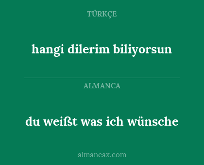 hangi dilerim biliyorsun - du weißt was ich wünsche